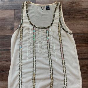 BKE Boutique Sequin Chiffon Tank